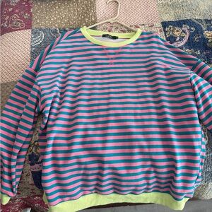Vibrant Striped Sweatshirt in Pink and Blue